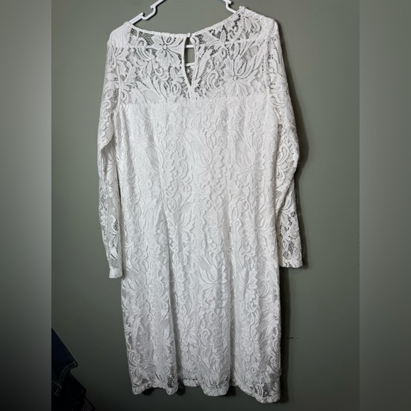 Jessica London Women's Plus Size Stretch Lace Shift Dress White Size 14W‎ - Picture 4 of 5